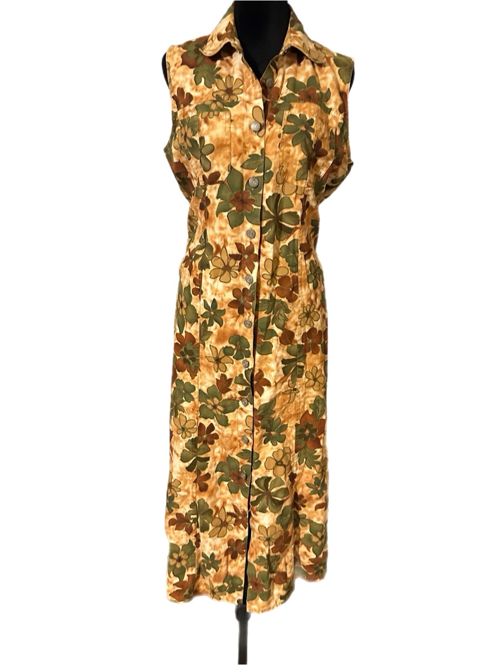 Bill Blass Vintage Sleeveless Midi Button-Down Dress size L